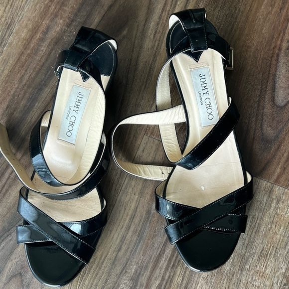 Jimmy Choo “Connor” Black Patent Leather Cross Strap Sandal. Made in Italy - Picture 3 of 10